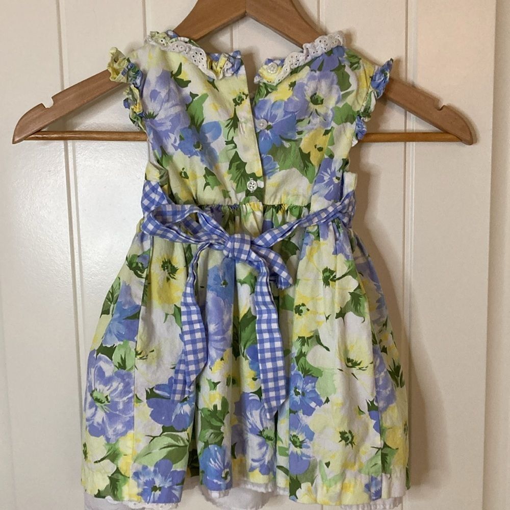 Laura Ashley Floral Cottagcore Baby Dress Size 24M Blue Yellow White Floral - Picture 6 of 9